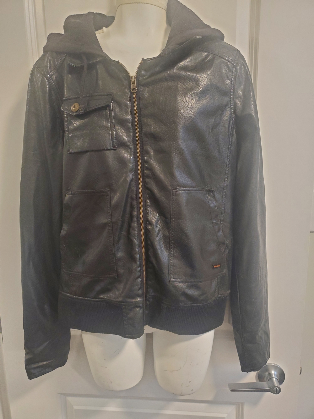 Volcom Black Hooded Bomber Jacket